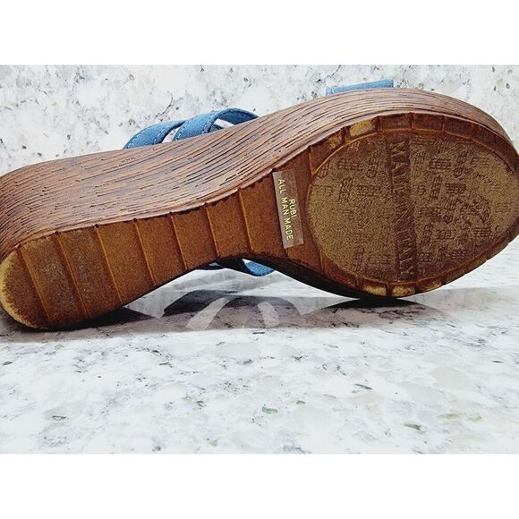 Contessa 8M Blue Suede Slip On Sandals 3" Heels US 8 EU 39 UK 5 - Picture 8 of 11